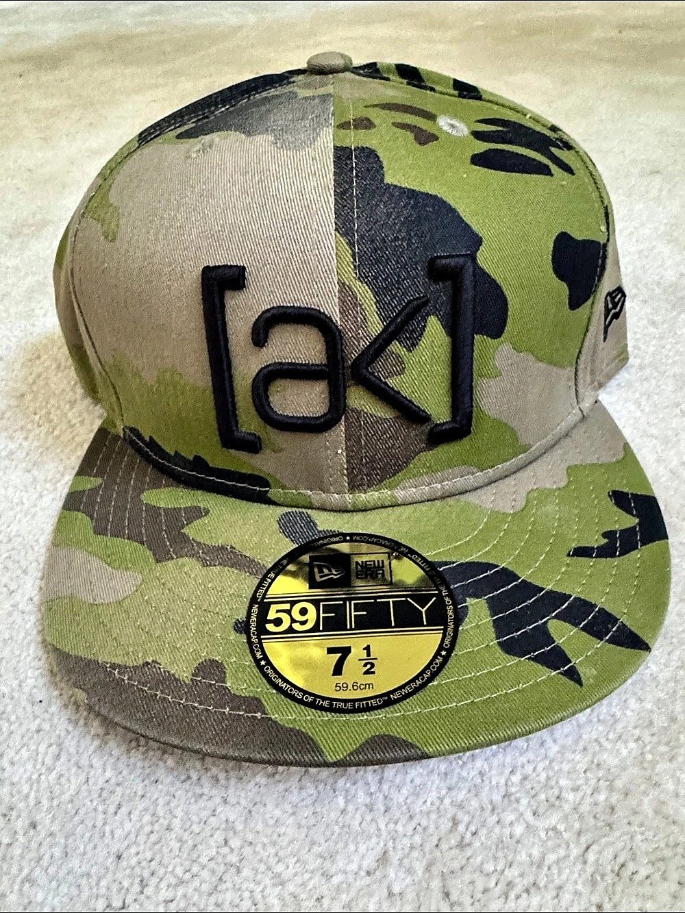 AK Burton x New Era 59FIFTY Camo Fitted Cap in Green & Tan Size 7 1/2 NWT